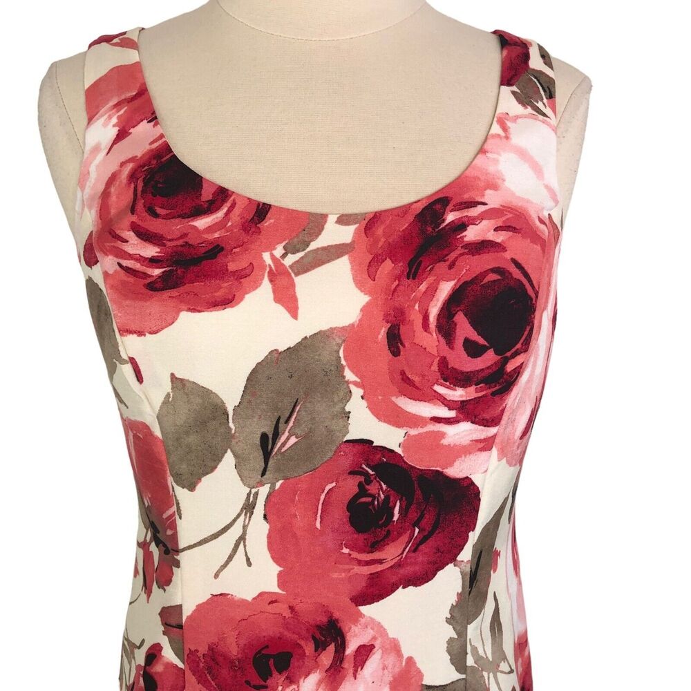 Alex Marie Career Sheath Dress Lined Knee Length Boat Neck Sleeveless 6P Floral - Picture 5 of 11